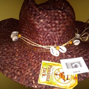 New tags attached Panama Jack Drifter style straw hat with conch shell band